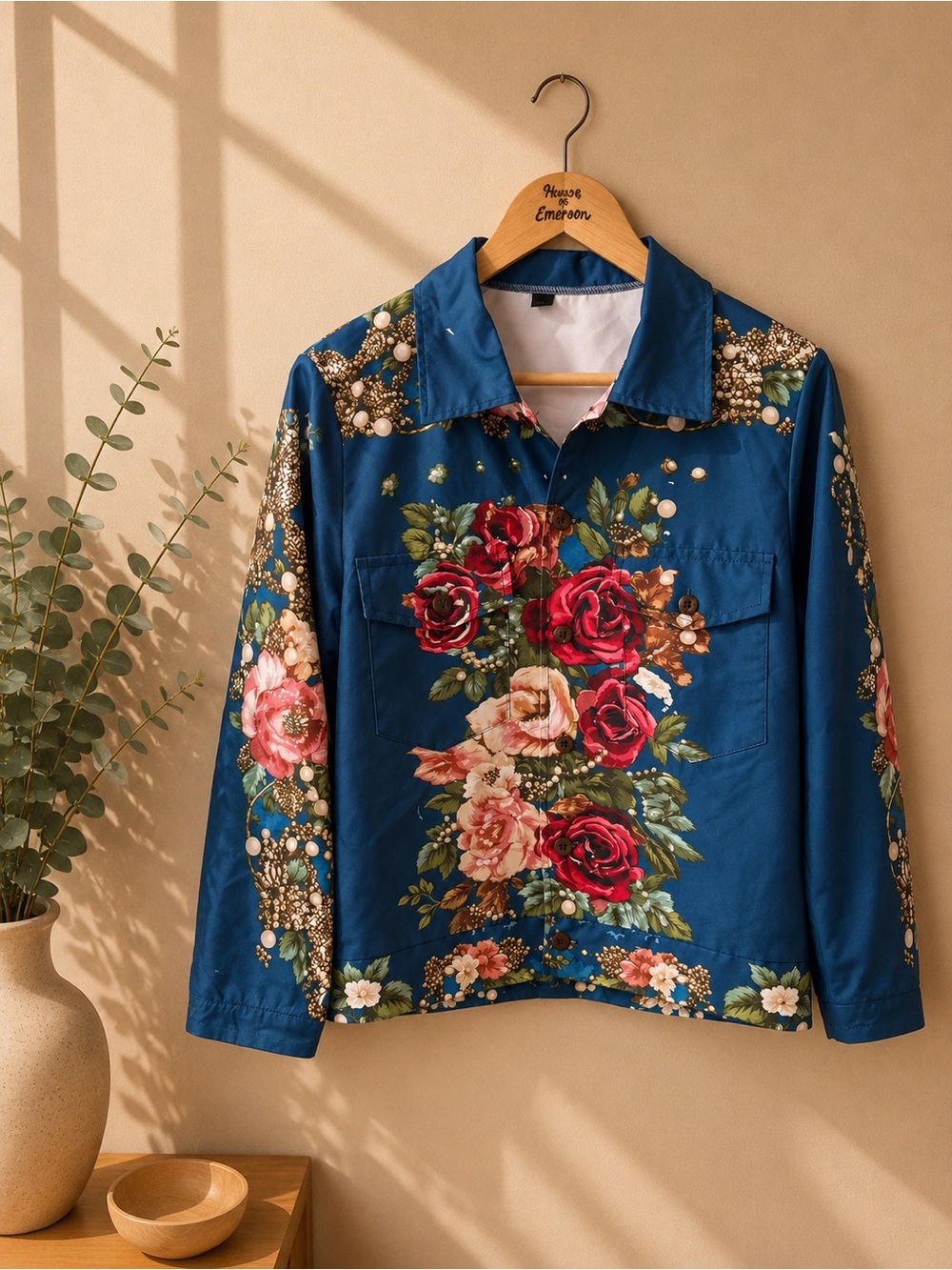 Boutique Floral Printed Button Down Top Size M